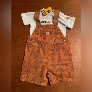 Carhartt Boys Shorts Overalls and Shirt - NEW